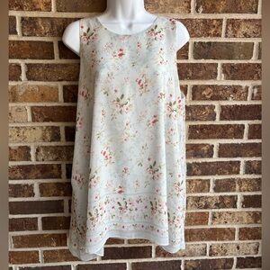 Max Studio Floral Tank Top - Pale Blue and Pink